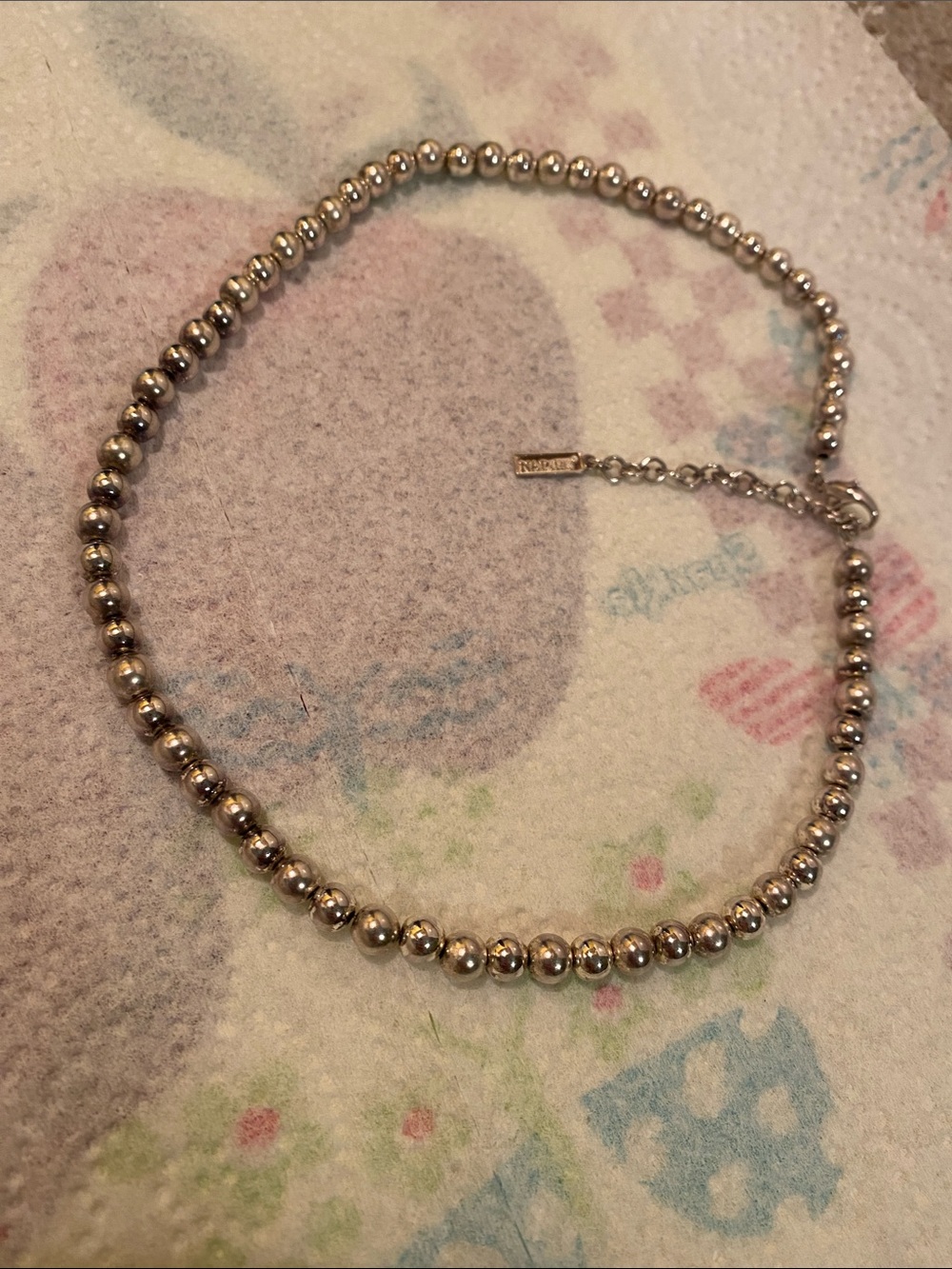 Napier signed silver ball beads necklace
